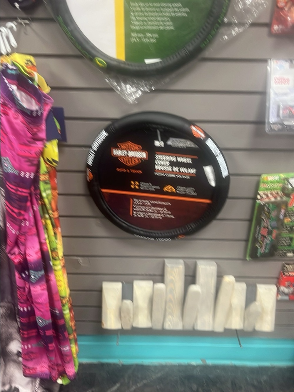 Harley-Davidson Black Steering Wheel Cover with Orange Logo Accents